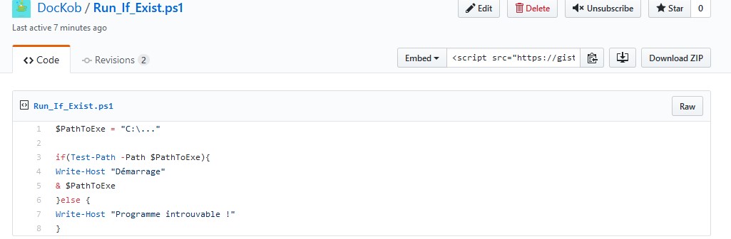 Executer un fichier si il existe en Powershell
